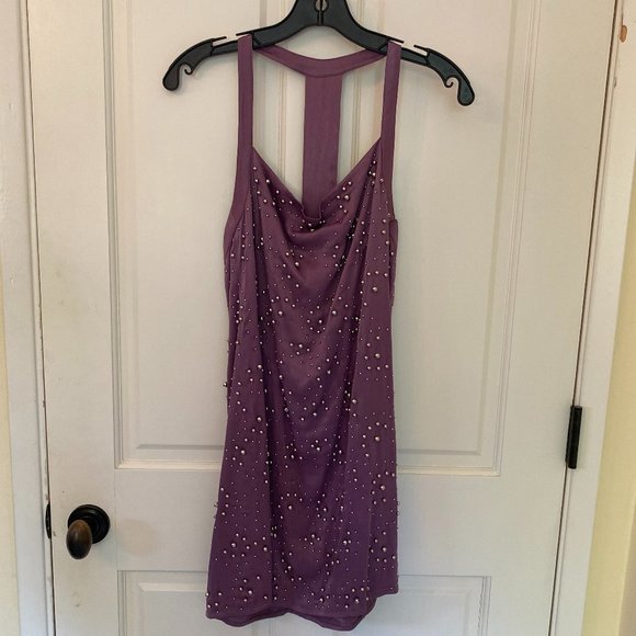 Rachel Comey Purple Halterneck Mini Dress W/ Silver Embellishments Sz XS/0 - Picture 3 of 11